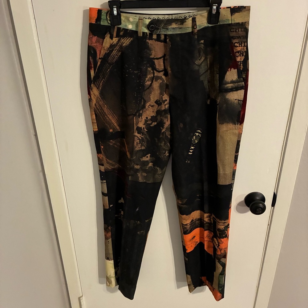 Moschino Multicolor Abstract Print Chinos - Black, Brown, Orange, Tan